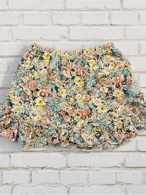 Luna Moon Anthropologie Floral Eyelet Ruffle Mini Skirt Size L